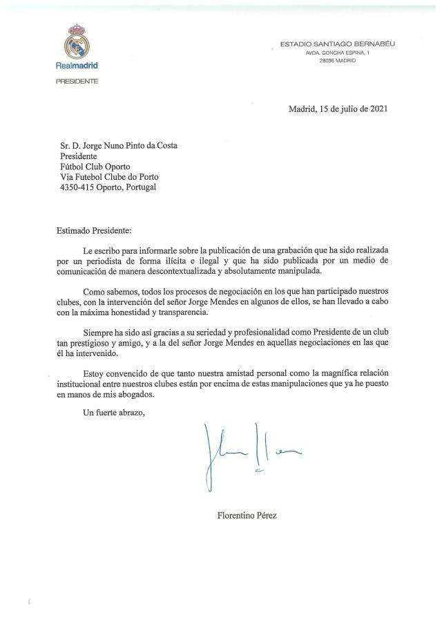 佛爷致函波尔图主席，解释没有抹黑波尔图和门德斯